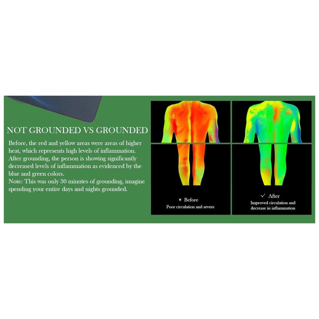 Заземляющий коврик 27×76 дюймов для лучшего сна, облегчения боли и снижения стресса - Заземляющий коврик с заземляющим шнуром, идеально подходит для сна