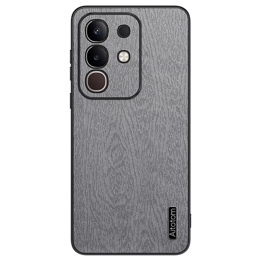 Чехол для vivo iQOO Z10x 5G, текстура дерева, покрытие из ПУ кожи, ПК ТПУ чехол для телефона