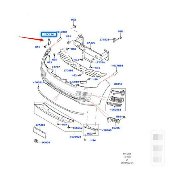 Маленький кронштейн переднего бампера для Land Rover Range Rover 2013 года (LR038725/LR038724)