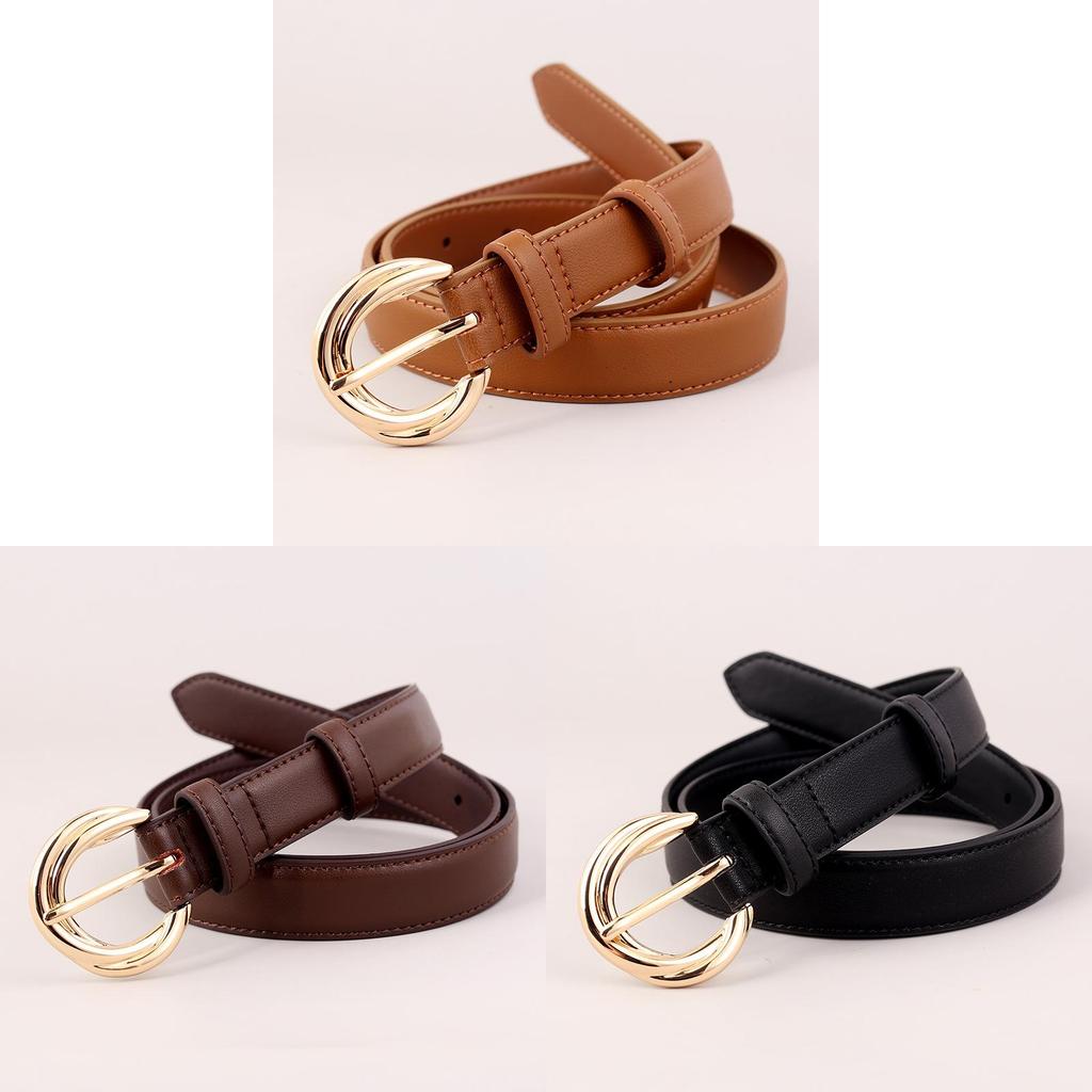 Classic Leather Belt For Women With Pin Buckle Casual Office Accessory Perfect For Spring