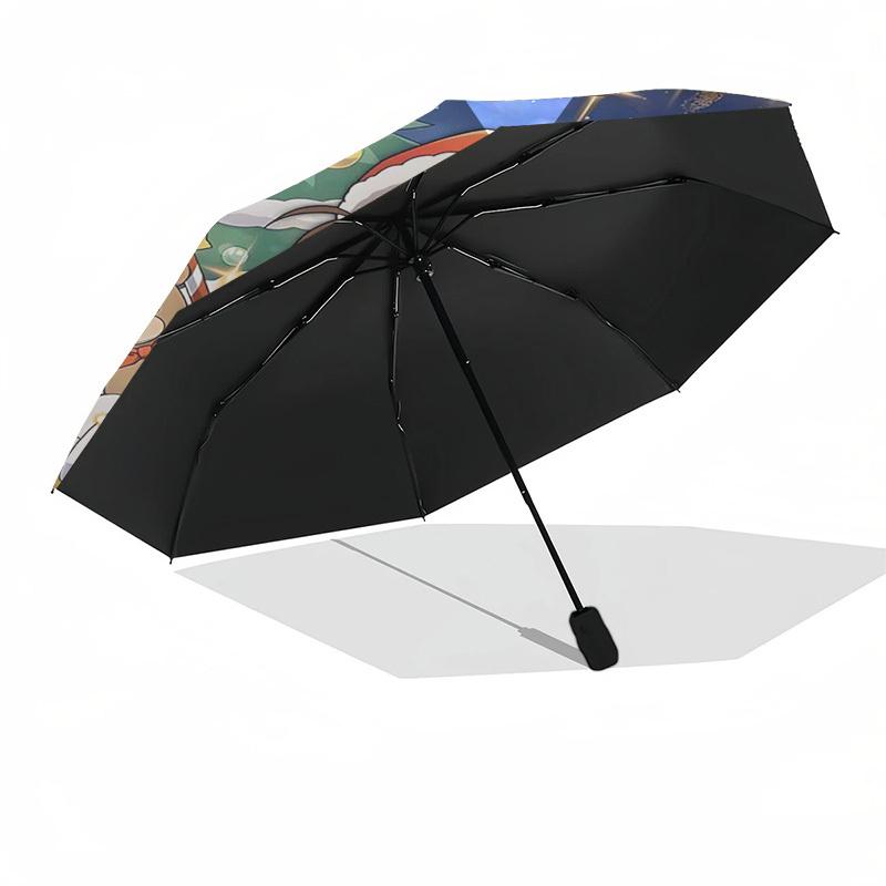 1pc Detective Conan Christmas Edition Automatic Opening/Closing Outdoor Umbrella - Portable 3-Fold Design with Iron Frame - Outdoor, Gift for Fan