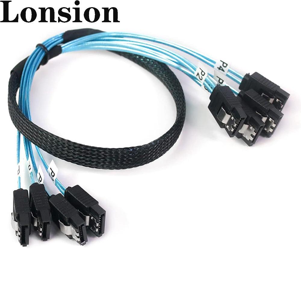 Плетеный кабель для жесткого диска 4x SATA на 4x SATA 4.0 180°