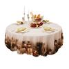 Christmas Round Tablecloth Winter Holly Snowman Tablecloth Decorative Table Cover Cloth for Indoor Outdoor Holiday Party Dining Table Decor