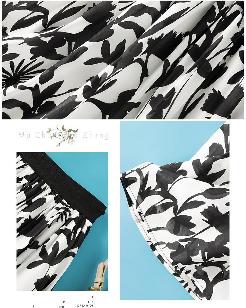 Элегантная Новая Женская Летняя Юбка А-силуэта с Высокой Талией и Двойными Складками из Шелка-Тусса