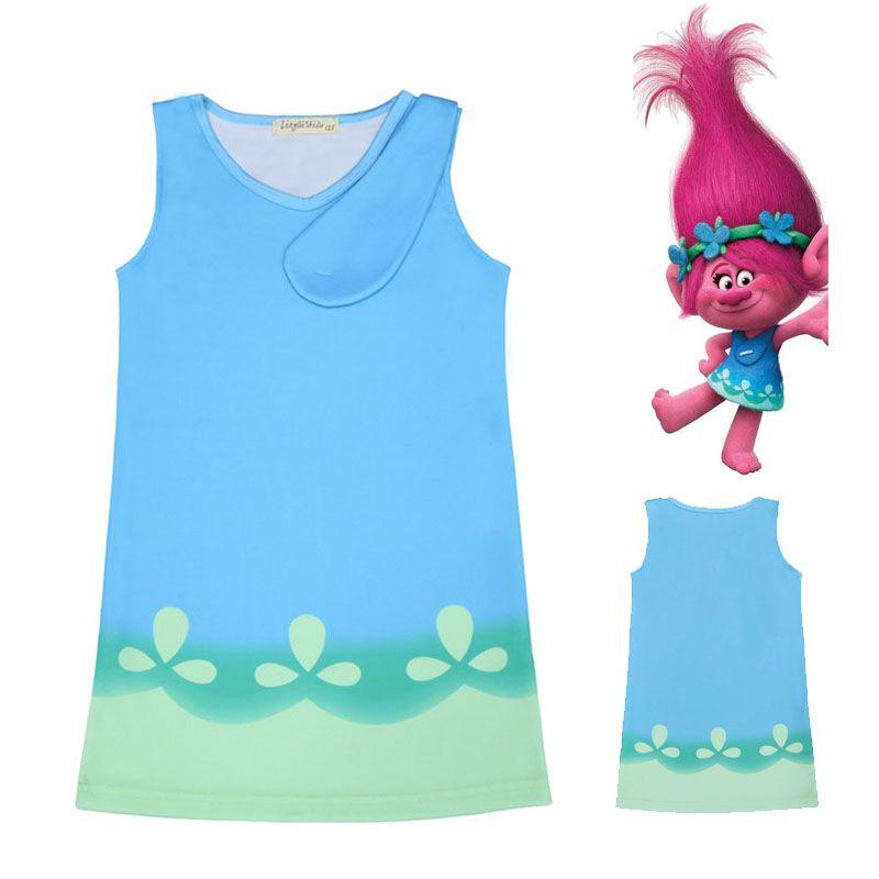 Очаровательный костюм для косплея Тролля Розочки для детей, идеально подходящий для празднования дня рождения