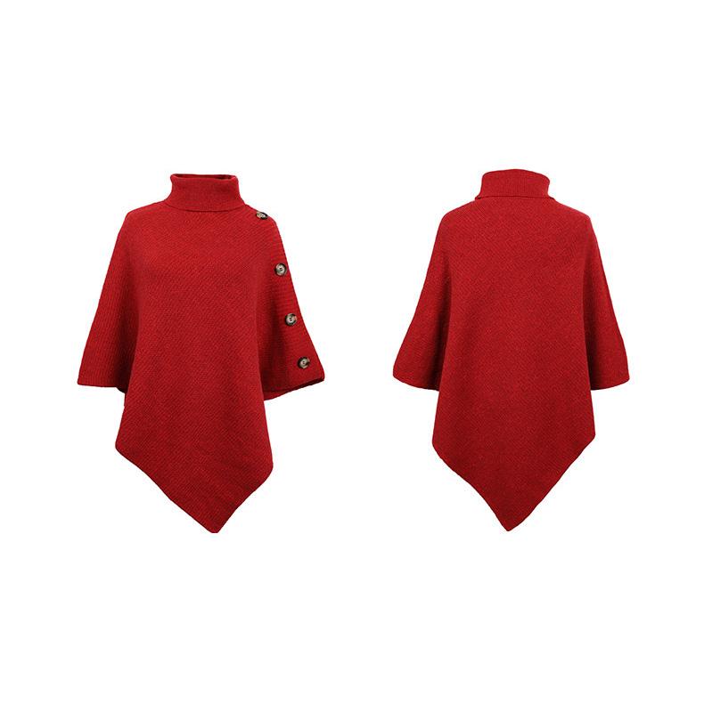 Autumn and Winter Women Solid Loose Bat Sleeve Cross Border Cloak Cardigan Knitwear O-Neck Sweater