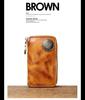 Men's Vegetable-Tanned Leather Multi-Functional Key & Card Holder with Zipper