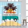 Surf Van Shower Curtain, Waterproof Fabric with Tropical Design for Fun Beach-Themed Bathroom Decor, Adds Coastal Vibes