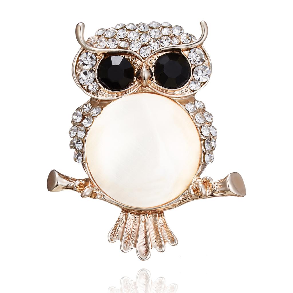 Rinhoo Lovely Owl Brooches Korean Trendy Rhinestone Brooch Badge Pin Bird Animal Party Casual Suit Decoration Badge Corsage Gift