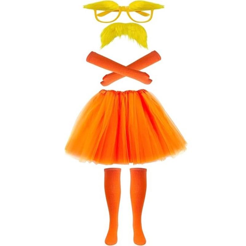 Cosplay Halloween Costume Yellow Mustache and Eyebrows Fake Beard with Glasses,Tangerine Tutu Tangerine Costume Accessories
