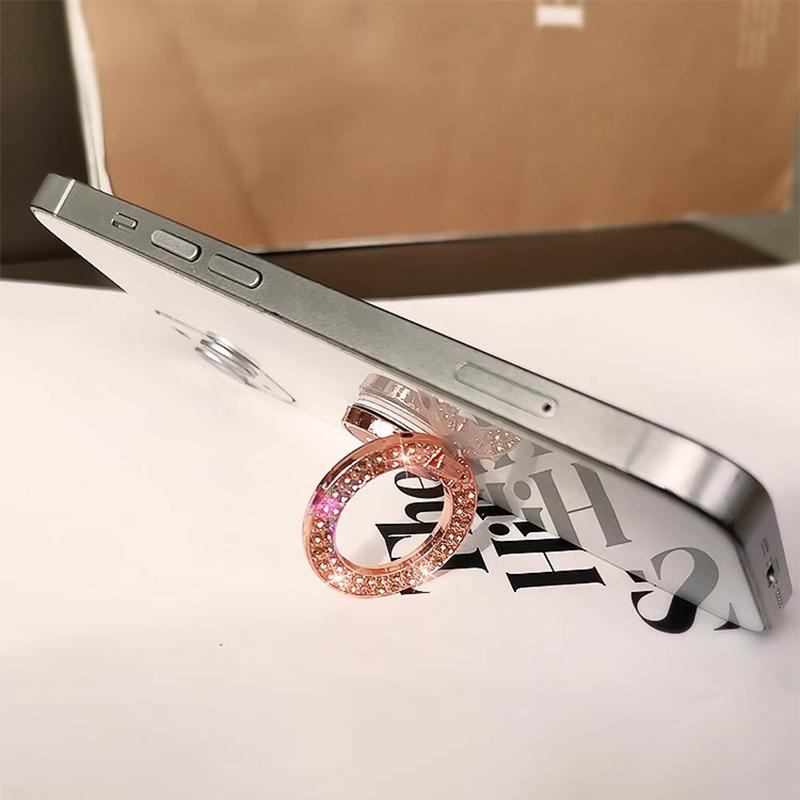 Cell Phone Ring Holder Kickstand Round Metal Rhinestones Finger Grip Loop