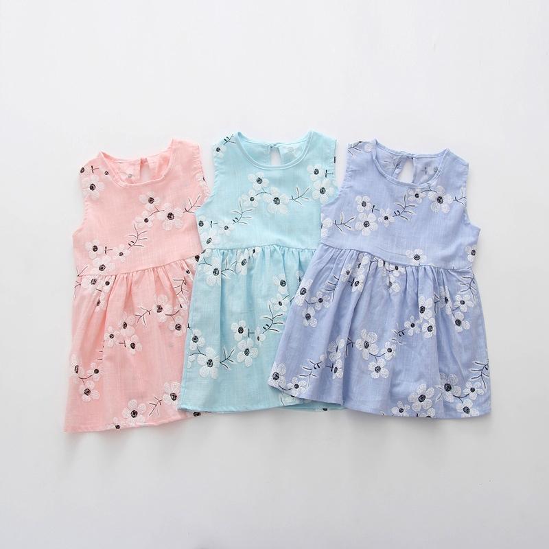 Детское платье для девочек с цветочным узором Детское платье без рукавов