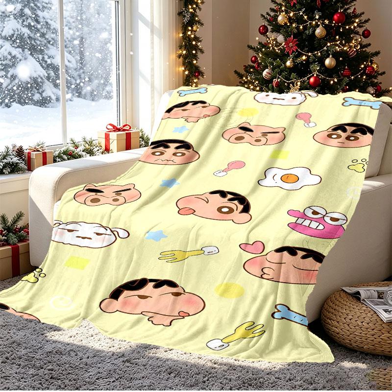 Crayon Shin Pattern Blanket for Home Decoration, Bed, Sofa, Car Travel, Camping, Suitable for All Seasons, Birthday Christmas Gift