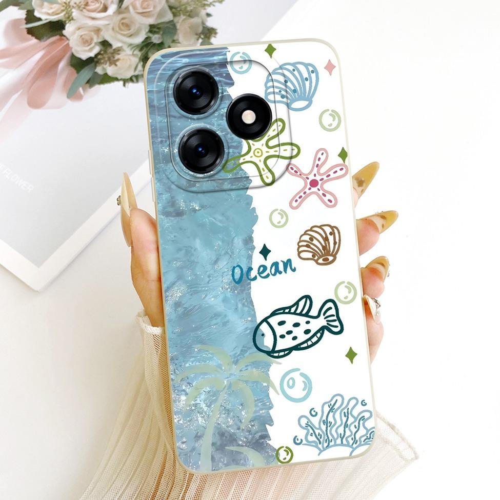 Чехол для Realme C51 RMX3830 Чехол для Realme C53 RMX3760 Крышка Силиконовый Роскошный Модный Мультяшный Забавный 2D Расписной