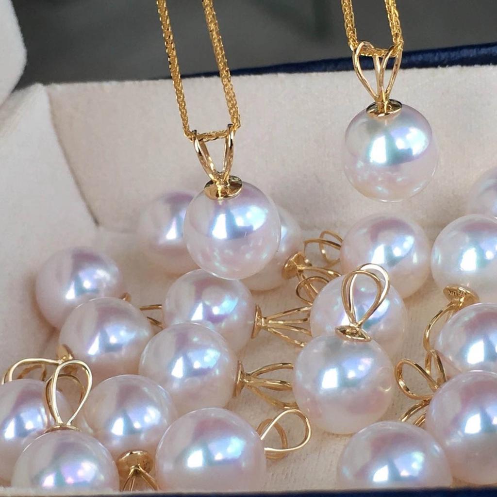 Luxury Fashion AU750 Pure Real 18K Gold Pawnable Akoya Pearl Pendant Necklace Fine Jewelry Women Necklaces Jewellery