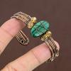 Натуральный малахит, драгоценный камень, медная проволока ручной работы, браслет-манжета, регулируемый q0d89