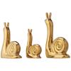 Snail Family Ceramic Finish Figures - Timeless Elegance for Home Décor | Handcrafted Detailing, Durable Ceramic Materials (Golden Set of 3 Pieces)