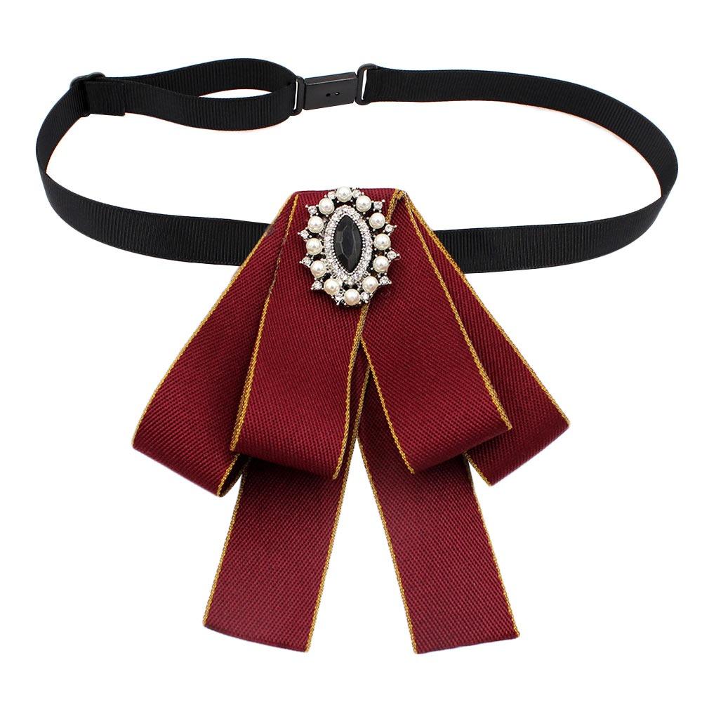 Rhinestone Bowknot Brooches Alloy Necktie Fashion Wedding Party Bow Tie for Groom Formal Suit