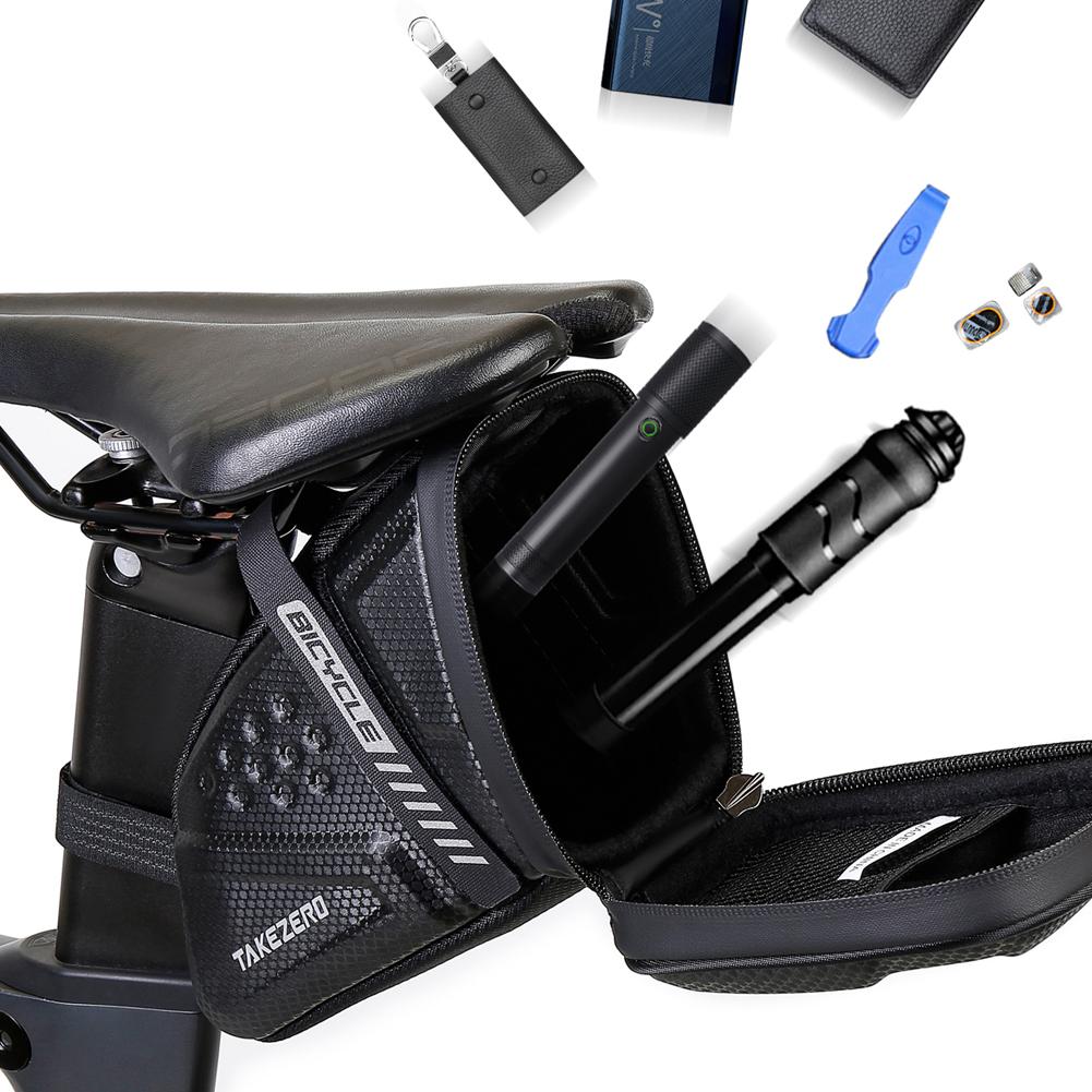 1L Bike Saddle Bag Large Capacity Bike Seat Bag Back Seat Pouch Reflective Bike Pocket Pack EVA for Mountain Road Bikes