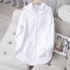 2024 Spring Korean Fashion Women's Casual Mid-Length Cotton White Shirt - Versatile and Slimming Blouse
