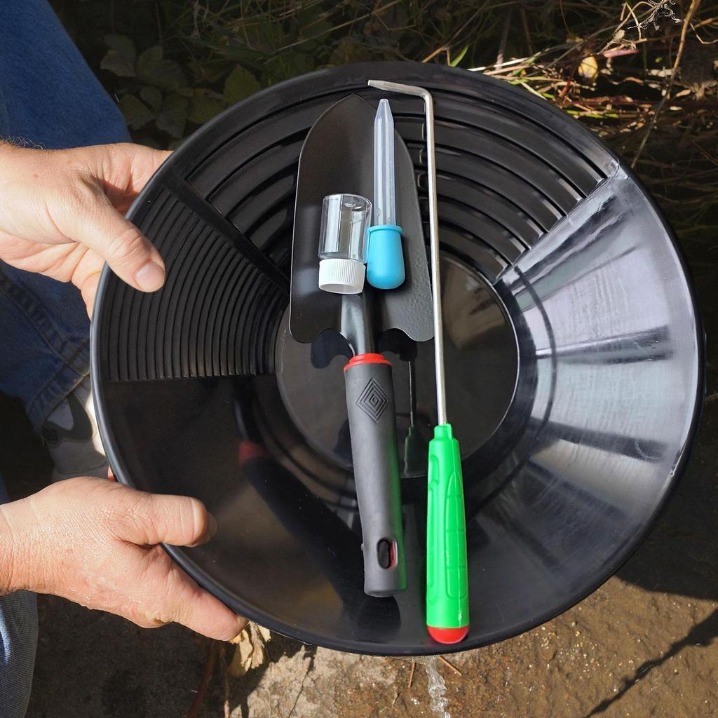 15-дюймовый Золотодобывающий Лоток Инструмент для Сбора Внутренние Изгибы Портативный Хоббисты с Бутылкой и Трубкой Для Открытого Воздуха