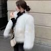 Осень и Зима Новая Мода Искусственный Мех Лисы Пальто Женское Короткое Приталенное и Тонкое Меховое Пальто Тренд