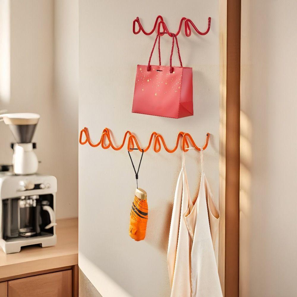 Wavy Shape Metal Wall Hook Minimalist Waterproof Sundries Storage Holder Space Saving Creative Key Hook Rack Towels