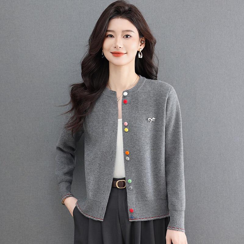 Pierre Cardin Women's Crew Neck Knitted Cardigan with Decorative Buttons