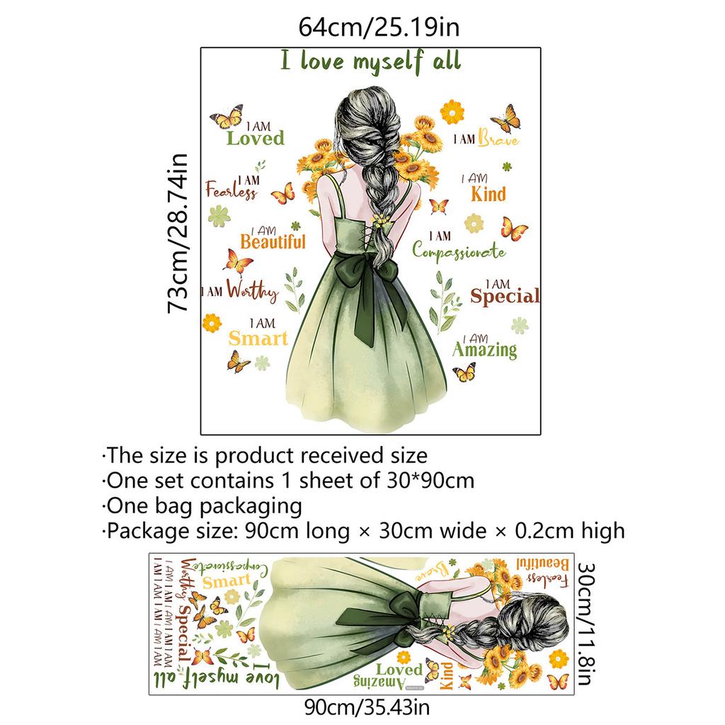 Настенная наклейка один метр девочка бабочка английская настенная наклейка фоновая стена украшение комнаты наклейка на стену самоклеящаяся наклейка на стену живопись