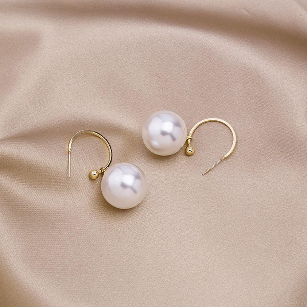 Модные серьги-гвоздики с большим жемчужным шаром, очаровательный дизайн, жемчужные серьги-гвоздики, жемчужное кольцо для ушей, свадебное кольцо