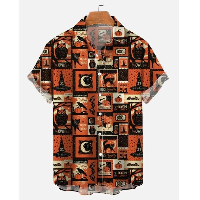 Мужская рубашка с анималистичным узором и лацканами, напечатанная на 3D-принте, для мужчин и женщин, повседневная мода, рубашки с короткими рукавами, топы на пуговицах, свободные, унисекс, одежда