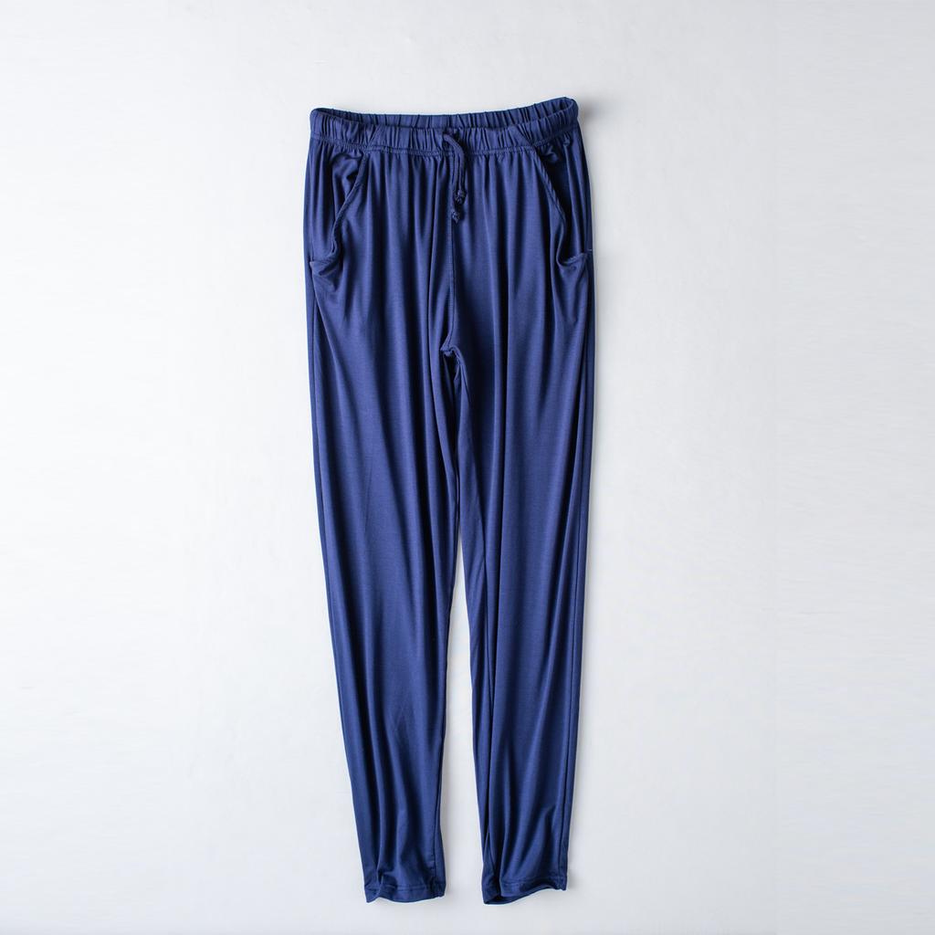 Women's Modal Long Pajama Pants, Japanese Korean Loose Straight Leg Casual Trousers, High Stretch Thin Yoga Loungewear Pants with Pockets