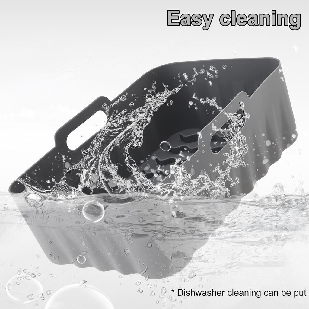 Silicone Air Fryer Liner Square Wave Pattern Heat Resistant Oven Liners with Oven Gloves