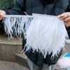Feather1Meter High Quality Ostrich Feathers Ribbon Ostrich Feather Trim High 8-10cm DIY Crafts Wedding Clothing Accessories Decoration