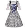 Plus Size Blue & White Floral Oktoberfest Beer Dress Costume for Stage
