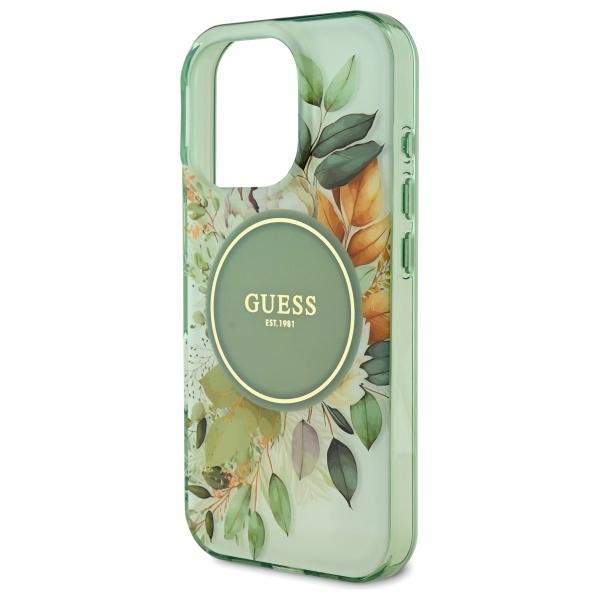 Guess Guhmp16Lhfwbdcen Iphone 16 Pro 6.3 Zielony/Green Hardcase Iml Flower & Tonal Circle Magsafe