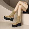 Женские ботинки с пряжкой-иголкой, зимние новые удобные короткие ботинки на толстой подошве с большой готической подошвой и молнией на платформе
