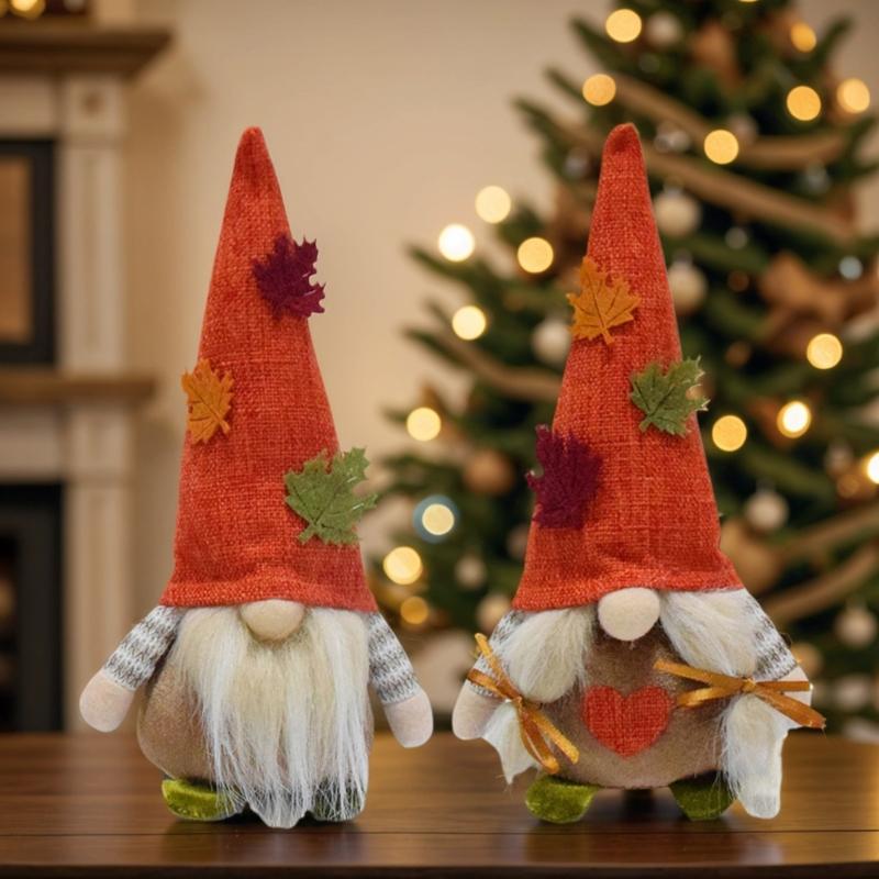 Осенние Кленовые Гномы Кукла Мягкая Фланелевая Ткань Ручная Работа Сезонный Дисплей Для Украшения Каминной Полки И Декоры Для Подарков