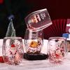 Набор из 4 шт. термокружек с рисунками Санты, с двойными стенками, из высокоборосиликатного стекла, многоразовый, рождественский подарок для семьи и друзей