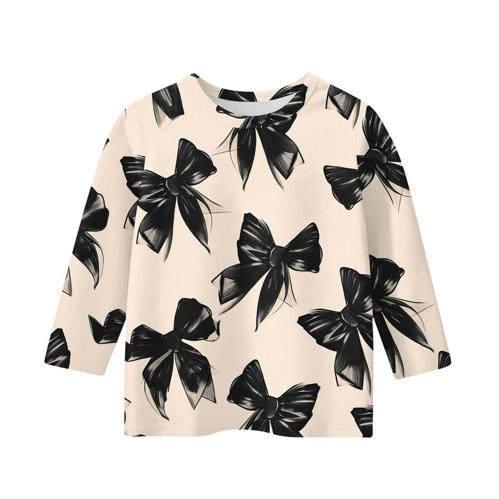 Топы с принтом для девочек 5-16 лет с круглым вырезом и рукавами 3/4 Футболки Модные топы Наряды Футболки