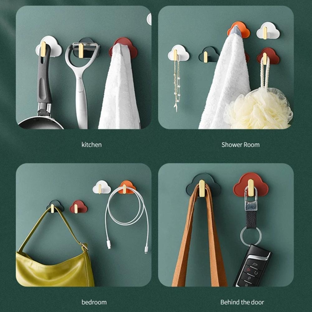 Крючки для подвешивания облаков, форма, держатель для ключей в прихожую, самоклеящиеся крючки без сверления, декор для кухни, ванной комнаты, настенное хранение