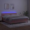 Vidaxl Łóżko Kontynentalne Z Materacem I Led, Różowy Aksamit 180X200Cm