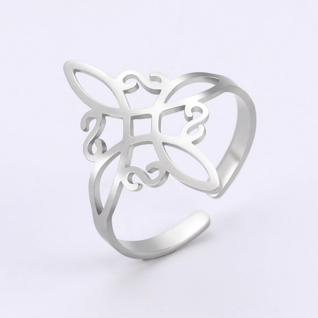Witches Knot Rings Stainless Steel Witchcraft Knot Rings Gift for Women Geometric Celtic Knot Pendant Vintage Jewelry