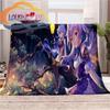 Adventure Game Genshin Impact Cartoon Flannel Blanket Cozy Bed  Lightweight Soft Throw  Sofa Quilt for All Seasons