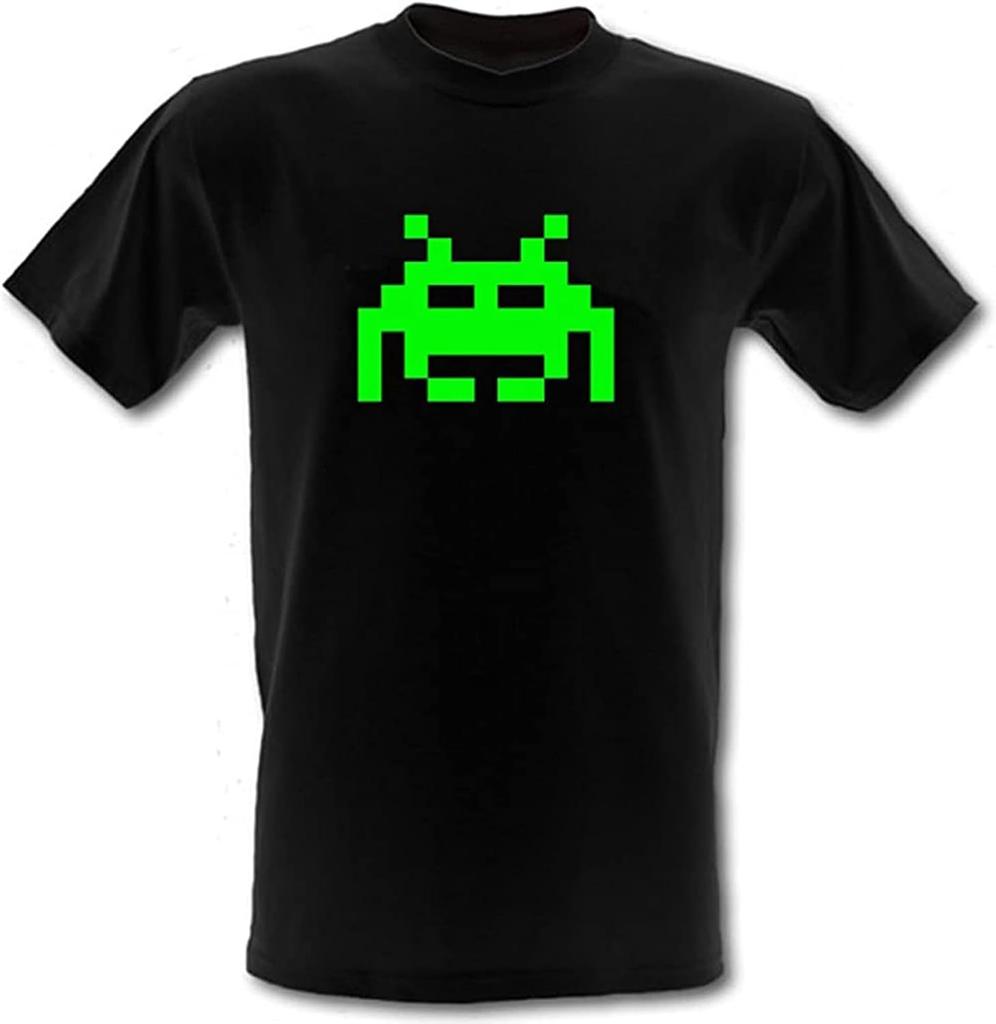 Men's Space Invaders Retro Arcade Gamer Heavy Cotton t Shirt Black