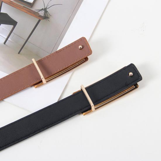 Женский модный ремень из искусственной кожи с прямоугольной пряжкой, однотонный пояс для брюк, джинсов, универсальный аксессуар для платьев, рубашек, топов