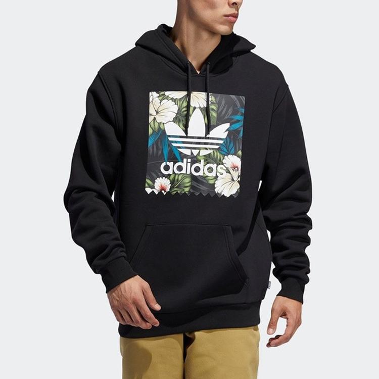 Adidas Толстовка Originals Adifloral с принтом и шнурком, мужские топы, черный FM7305
