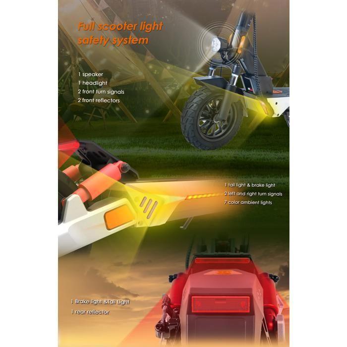 Kukirin M4 Max - Scooter électrique - 1000 W - 45 km/h - 48 V/18,2 Ah - Roue à moyeu de 10 pouces - Autonomie de 65 km