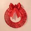 Christmas Metal Light Up Wreath With LED Warm Lights And Ribbon Bow Holiday Decoration