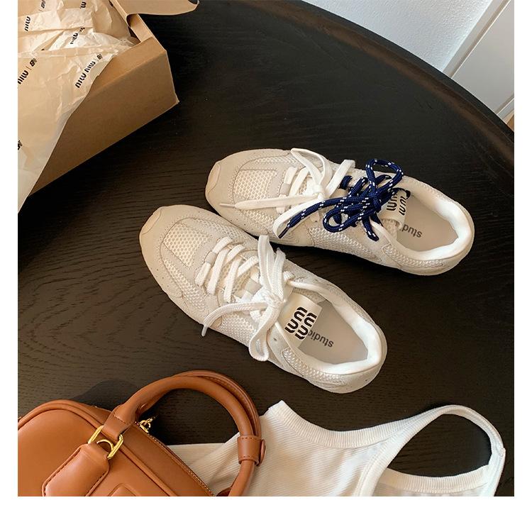 Виноградная Мама Лондонский Колледж~ Кожаные шнурованные универсальные дышащие повседневные туфли на плоской подошве в стиле Форреста Гампа женские спортивные тренировочные туфли